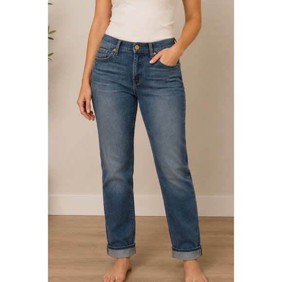 7 For All Mankind Denim - 7 For All Mankind The Skinny Crop & Roll Medium Wash Stretch Jeans Size 25